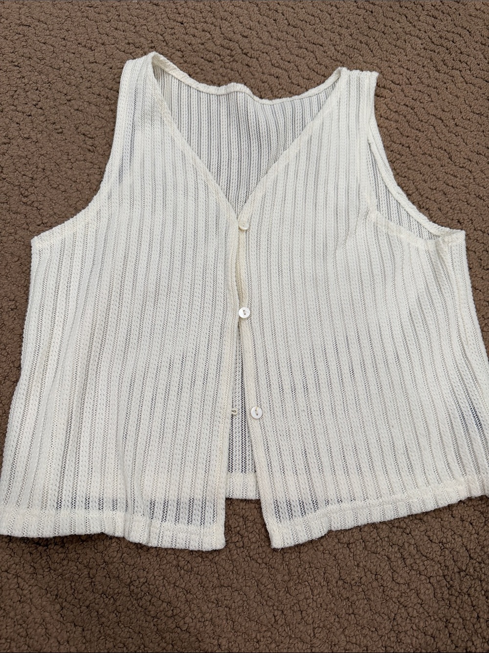Lightweight Cream Button-Front Knit Tank Top